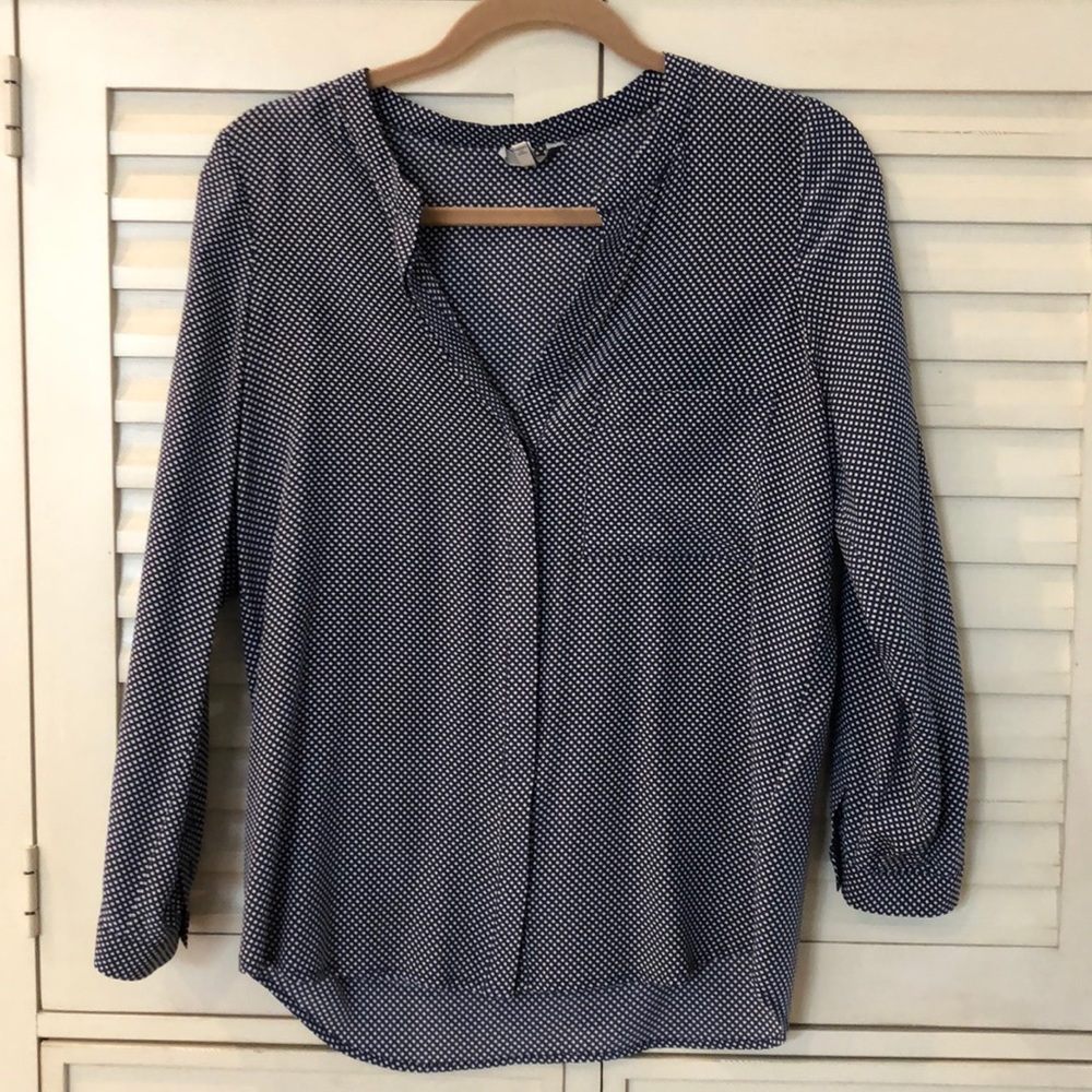 Joie blue and white silk blouse